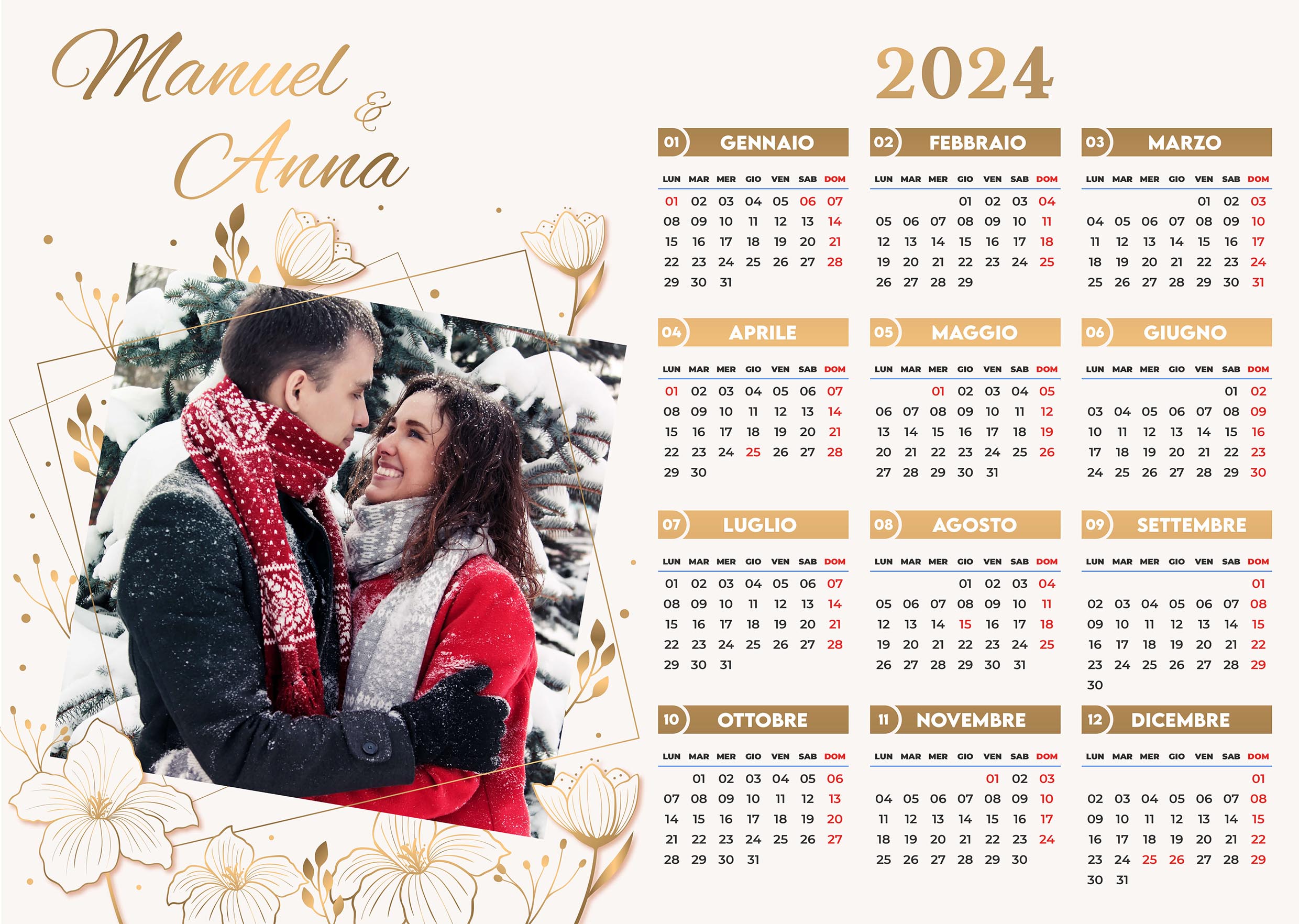 Calendario 2024 con inserti Argento - Simone Piccolo - Graphic & Wedding  Designer